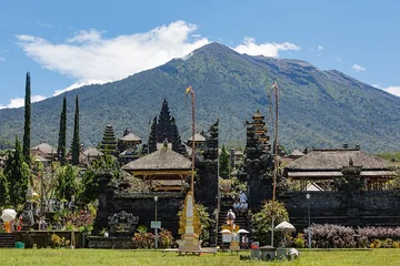 Besakih, Bali, Indonesia: The Mother Temple of Besakih, or Pura Besakih, in the village of Besakih on the slopes of Mount Agung in eastern Bali, Indonesia, is the most important, the largest and holiest temple of Hindu religion in Bali.