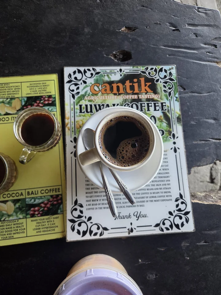 A cup of kopi luwak at Cantik Agriculture