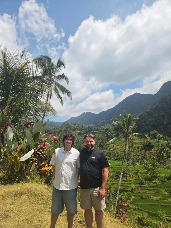 Karol and Jan, father and son, during their journey in Bali
